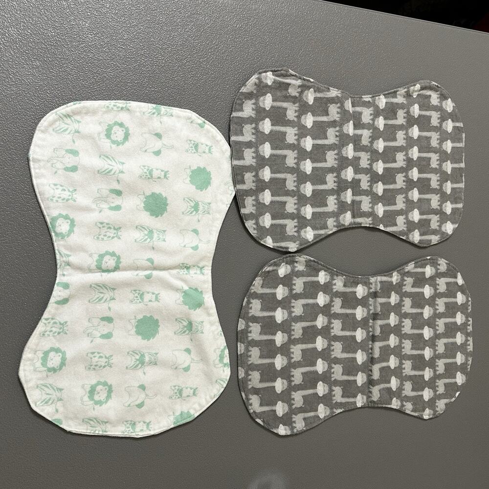 Set Of 3 Handmade Flannel Burp Clothes.